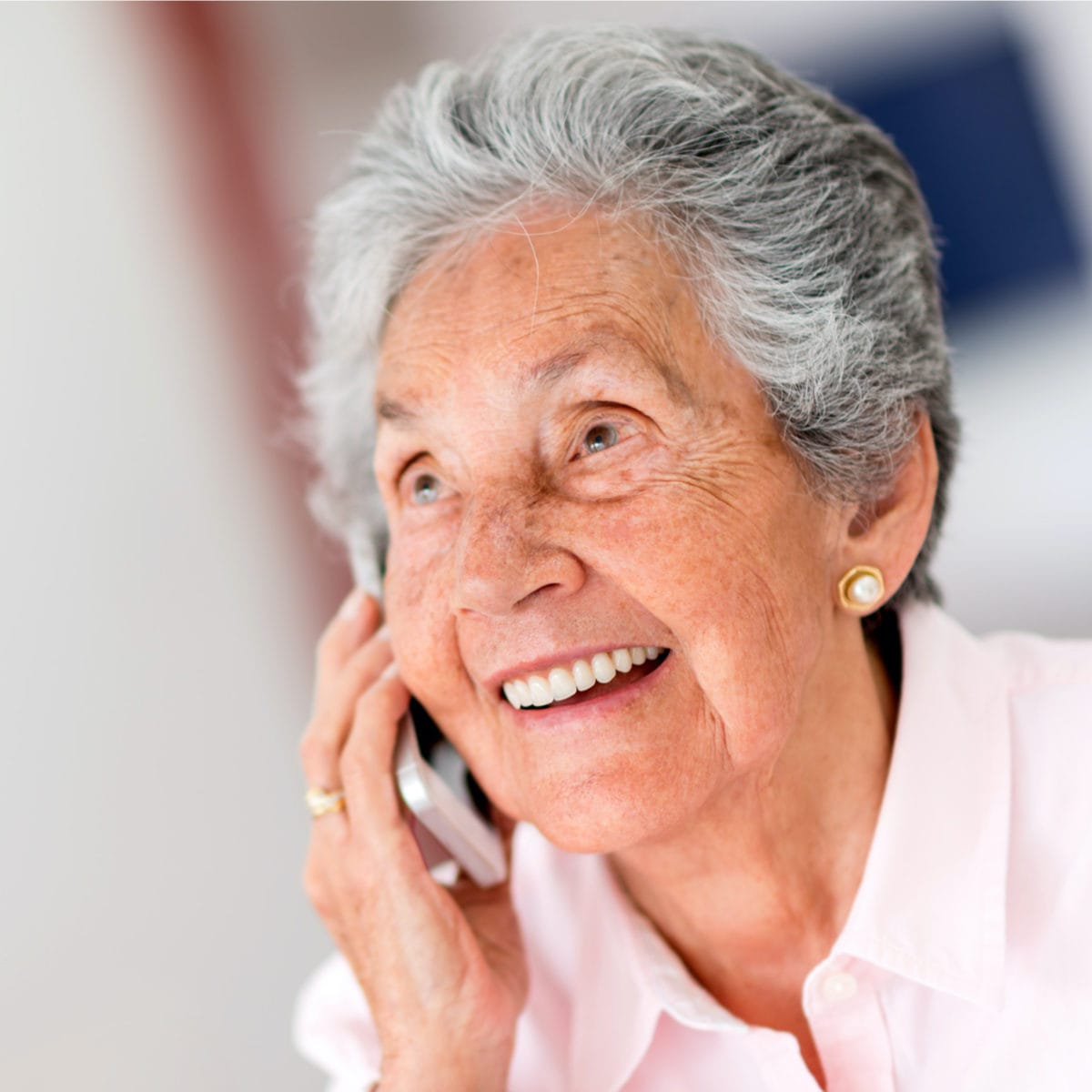 older person on a conference call