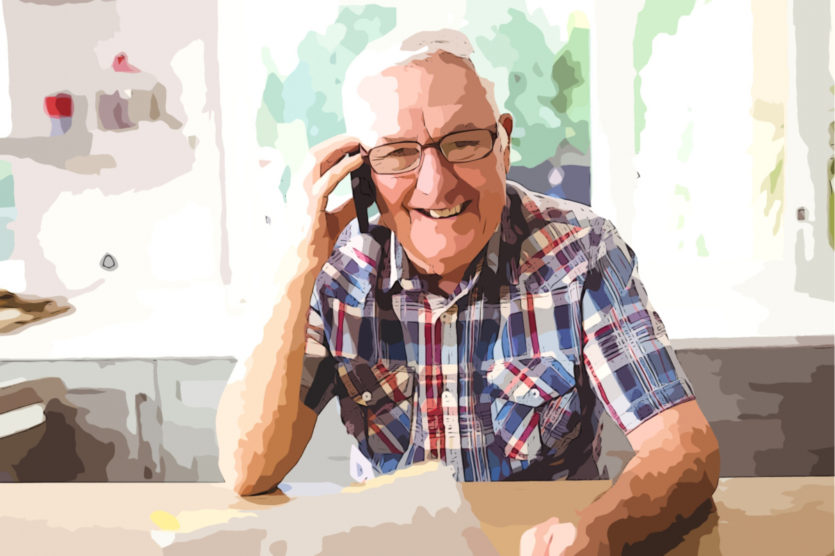 older man on a call